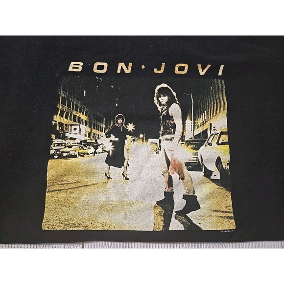 Vtg Bon Jovi T-Shirt Men's L 80s Runaway Rock Band Tee Jon Concert Rare - Picture 2 of 16